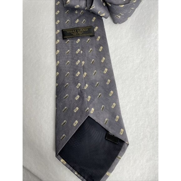 Men's Tie from Thai Land Gray/White Hand Made 100% Silk - Picture 10 of 10